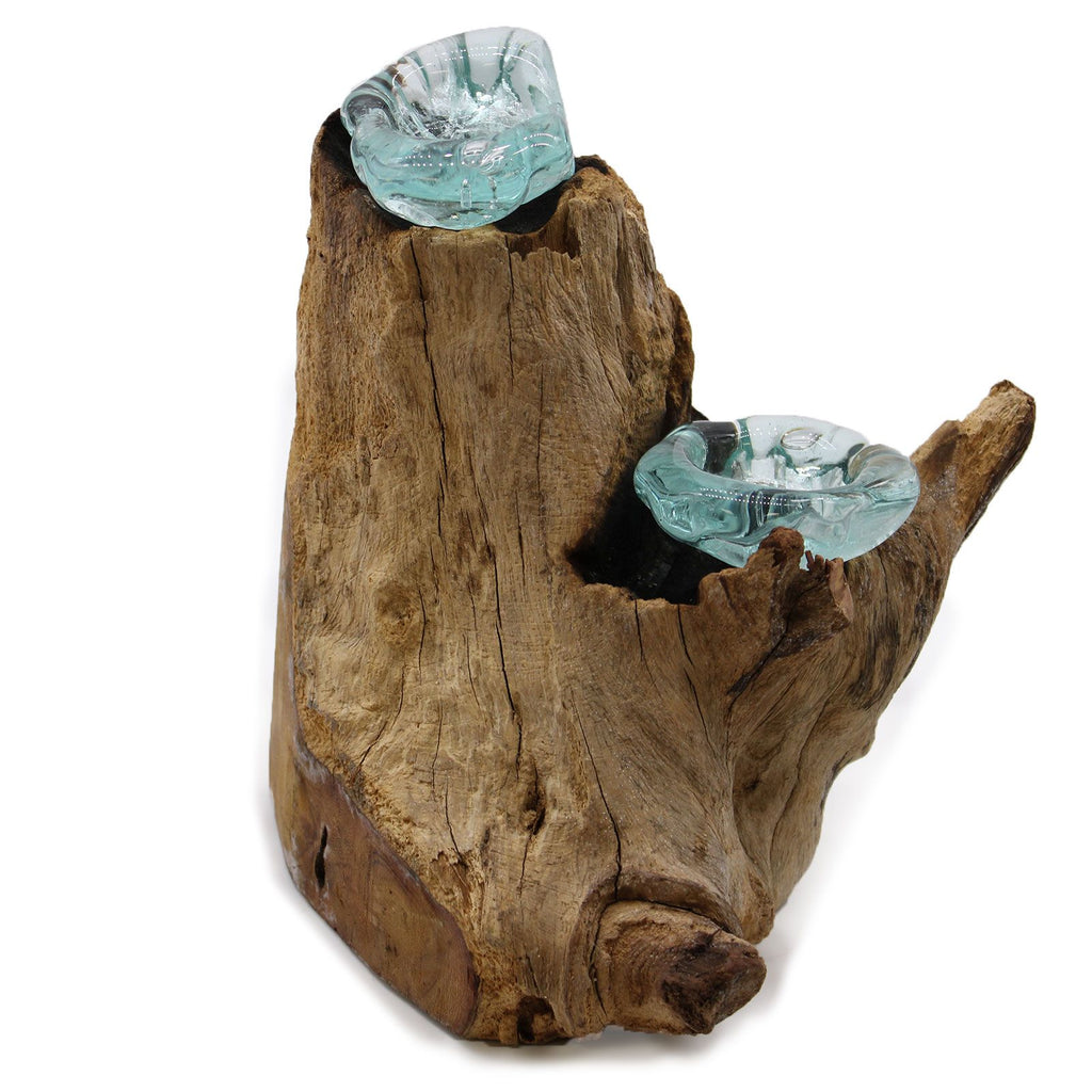 Dvojni Svečnik iz Taljenega Stekla na Lesu